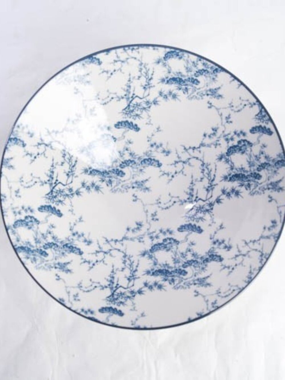 Market Square Blue White Asian Trees Toile Print Large 8" Noodle Ramen Bowl 28oz
